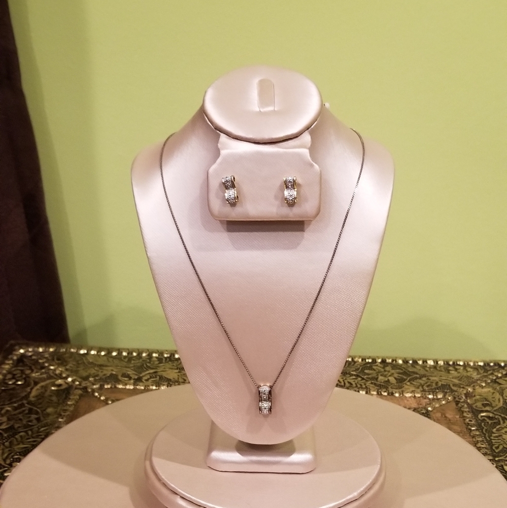 Diamond Accent Gold Over Silver Necklace Set
